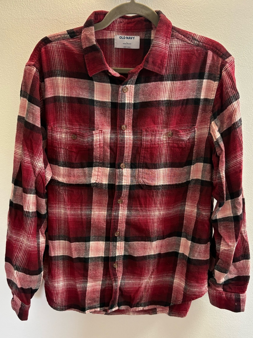 Old Navy Red Plaid Flannel Button Down Shirt L